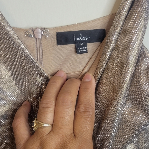 Lulus Elegant Gold Rose Sleeveless Dress Sz M Good Condition - Picture 6 of 10